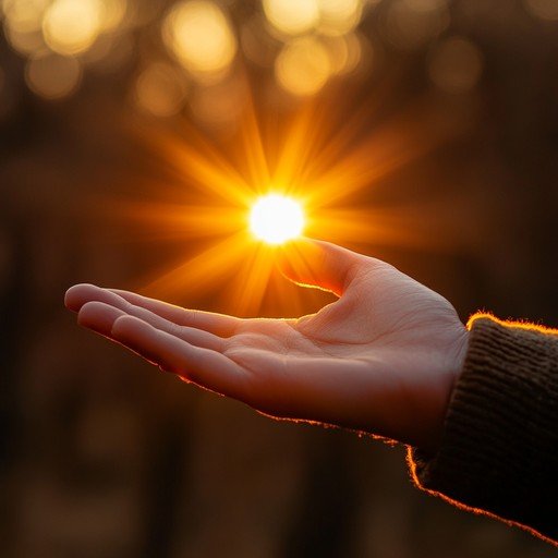 Hands cupped gently around warm sunlight, symbolizing hope and healing